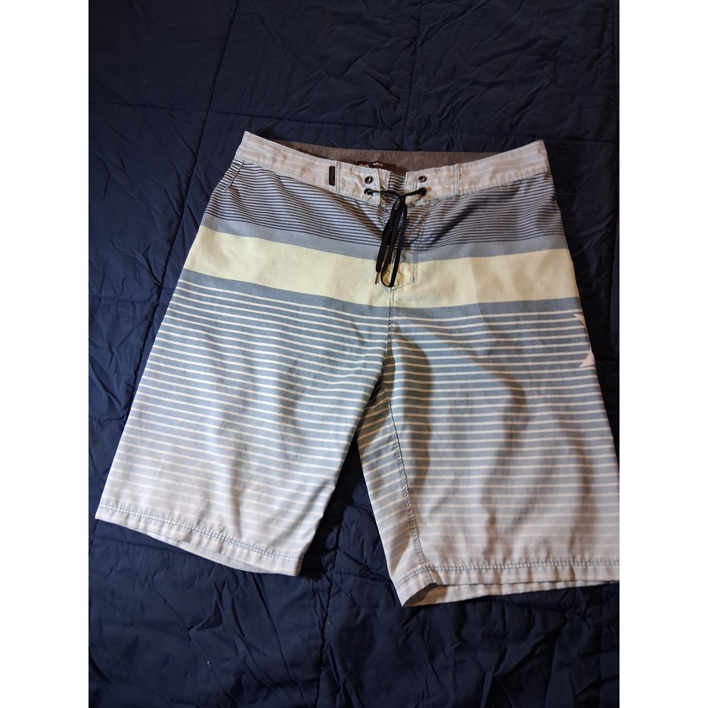 Hurley Mens Phantom‎ Striped Board Shorts Blue Grey Swim Trunks Size 29